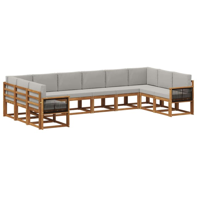 Outdoor-sofagarnitur Mit Kissen 10 Pcs Natürlich Und Hellgrau Vidaxl