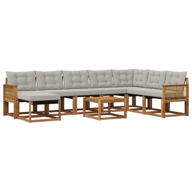 Outdoor-sofagarnitur Mit Kissen 9 Pcs Natürlich Und Hellgrau Vidaxl