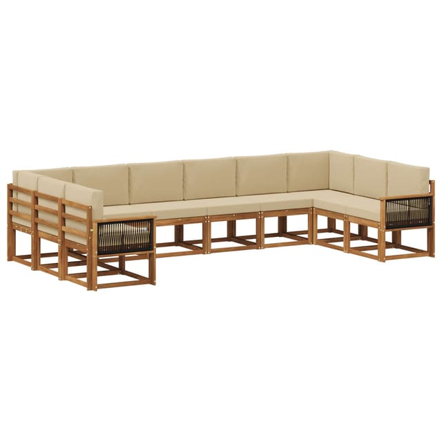 Outdoor-sofagarnitur 10 Pcs Natur Und Beige Massivholz Akazie Vidaxl