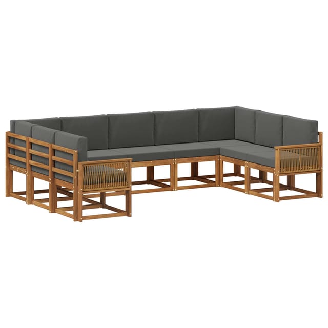Outdoor-sofagarnitur Mit Kissen 9 Pcs Natur Und Anthrazit Vidaxl