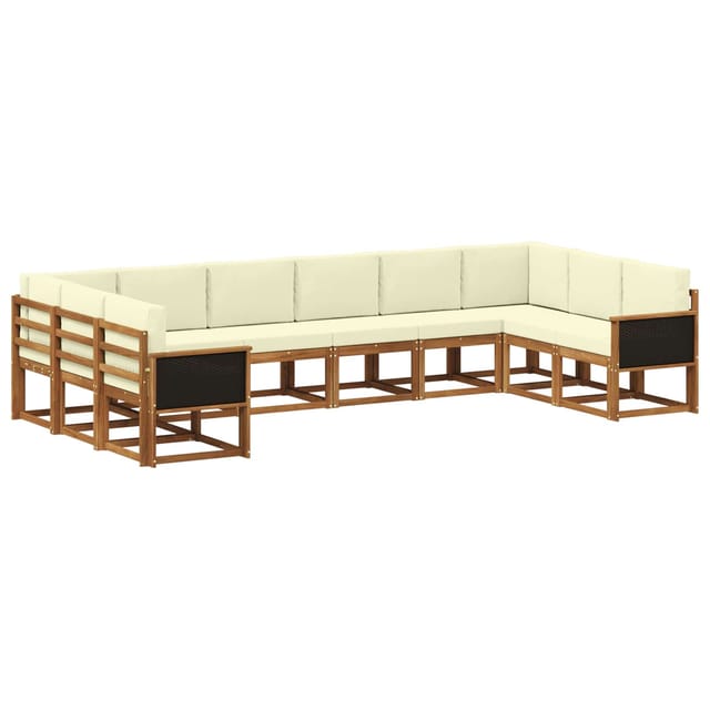 Outdoor-sofagarnitur 10 Pcs Natur Und Creme Massivholz Akazie Vidaxl
