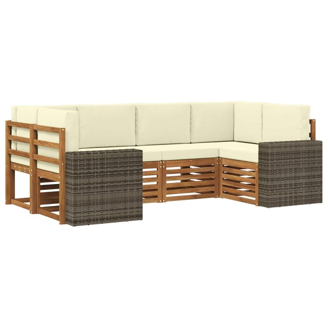 Ecksofa Set Mit Kissen 6 Pcs Natur Und Creme Polyester Vidaxl