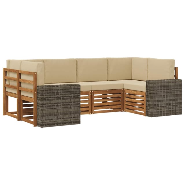 Ecksofa Set Mit Kissen 6 Pcs Natur Und Beige Polyester Vidaxl