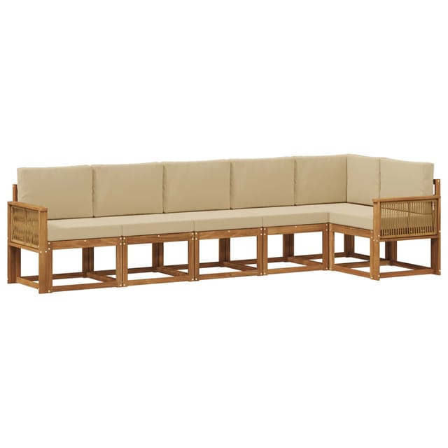 Outdoor-sofagarnitur Mit Kissen 6 Pcs Natur Und Beige Polyester Vidaxl