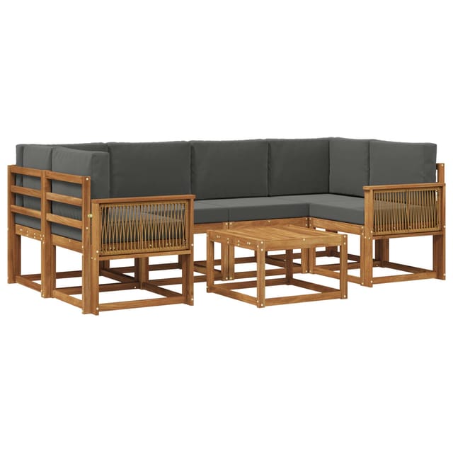 Outdoor-sofagarnitur 7 Pcs Natur Und Anthrazit Polyester Vidaxl