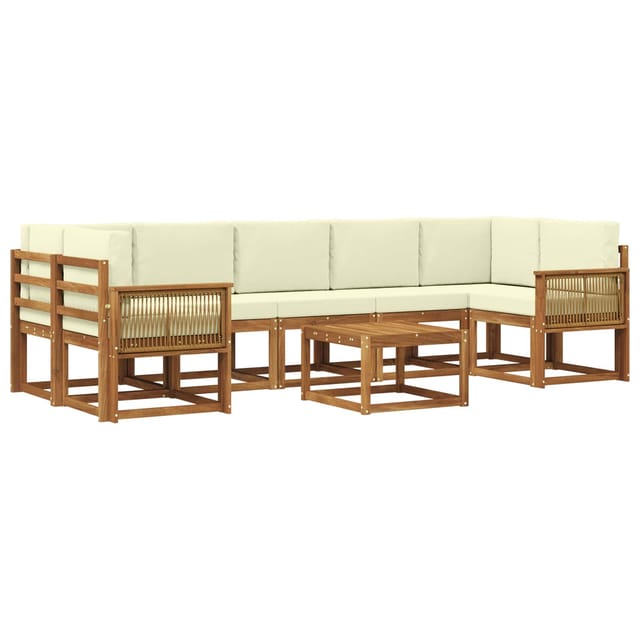 Outdoor-sofagarnitur Mit Kissen 8 Pcs Natur Und Creme Polyester Vidaxl