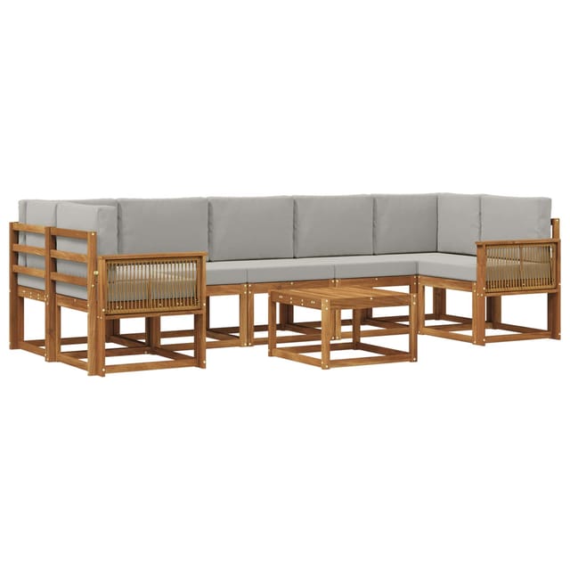 Outdoor-sofagarnitur 8 Pcs Natürlich Und Hellgrau Polyester Vidaxl