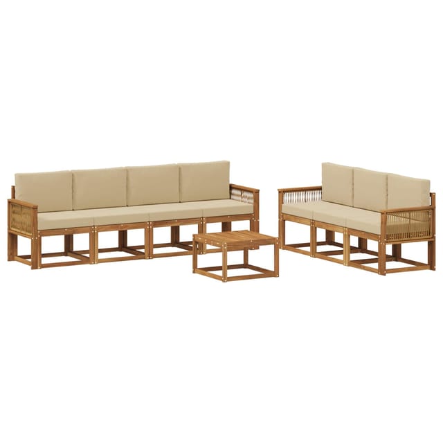 Outdoor-sofagarnitur Mit Kissen 8 Pcs Natur Und Beige Polyester Vidaxl