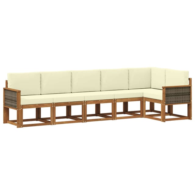Outdoor-sofagarnitur Mit Kissen 6 Pcs Natur Und Creme Polyester Vidaxl