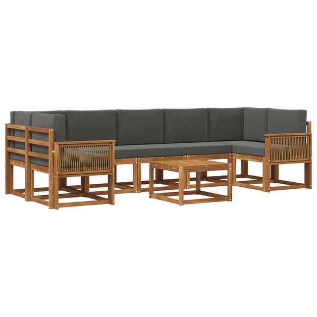 Outdoor-sofagarnitur 8 Pcs Natur Und Anthrazit Polyester Vidaxl