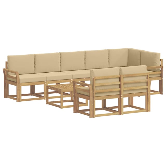 Outdoor-sofagarnitur Mit Kissen 9 Pcs Weiß Und Beige Polyester Vidaxl