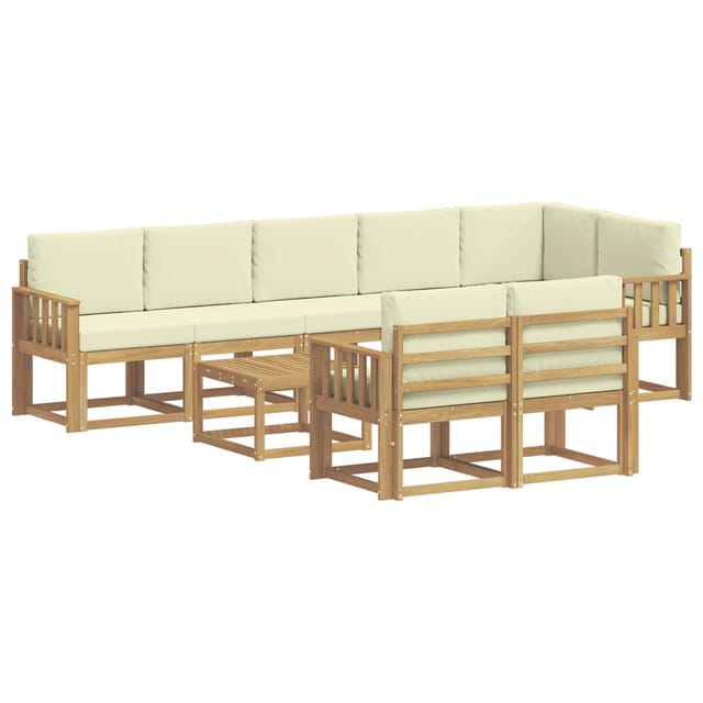 Outdoor-sofagarnitur Mit Kissen 9 Pcs Weiß Und Creme Polyester Vidaxl