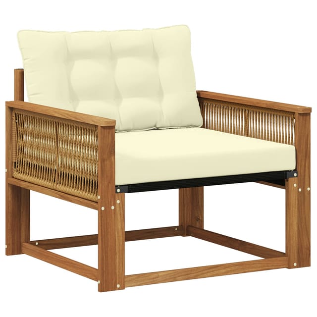 Outdoor-sofagarnitur Massives Akazienholz Und Textilene Natur Vidaxl