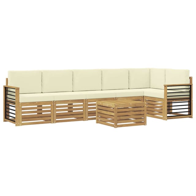 Ecksofa Set Mit Kissen 7 Pcs Weiß Und Creme Massivholz Akazie Vidaxl