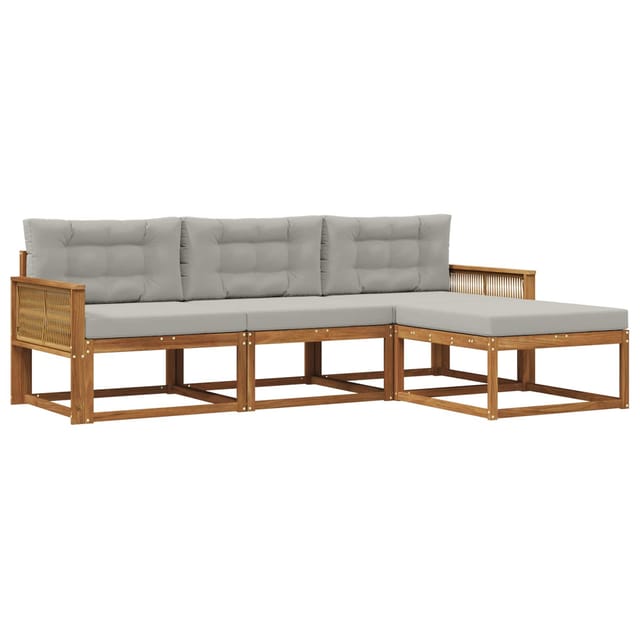 Outdoor-sofagarnitur Mit Kissen 4 Pcs Natur Und Hellgrau Vidaxl
