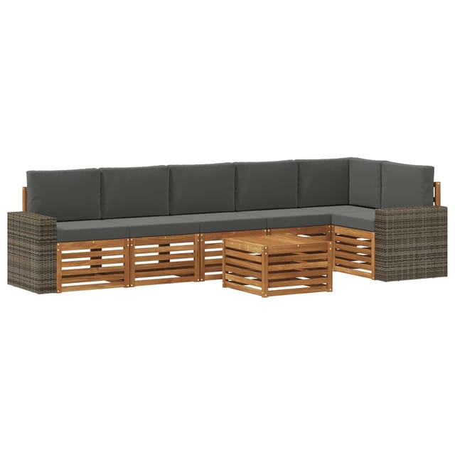 Ecksofa Set 7 Pcs Natur Und Anthrazit Massivholz Akazie Vidaxl