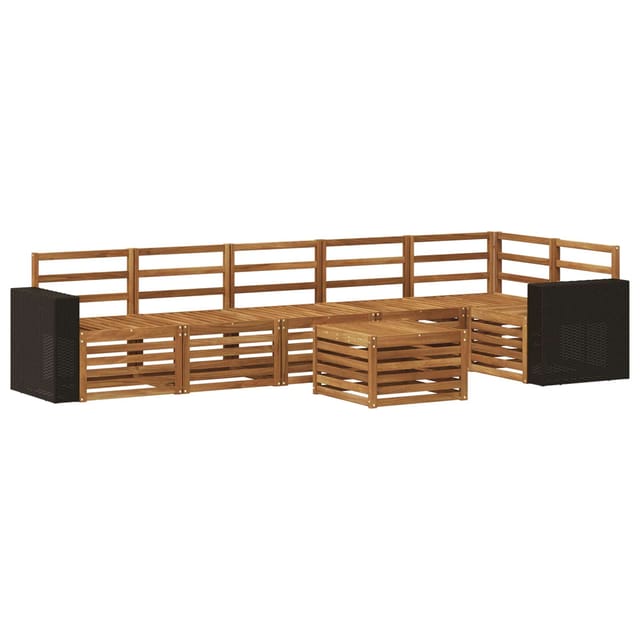 Ecksofa Set 7 Pcs Natur Massivholz Akazie Vidaxl