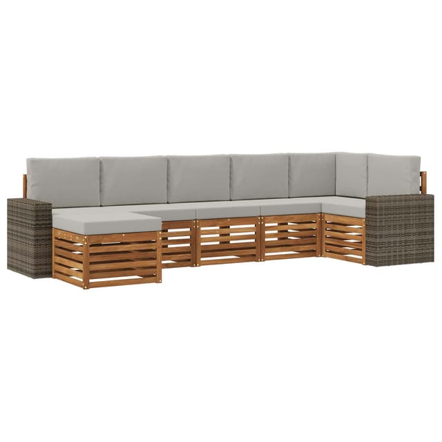 Ecksofa Set Mit Kissen 7 Pcs Natürlich Und Hellgrau Vidaxl