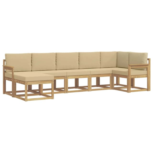 Outdoor-sofagarnitur Mit Kissen 7 Pcs Weiß Und Beige Polyester Vidaxl