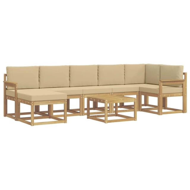 Outdoor-sofagarnitur Mit Kissen 8 Pcs Weiß Und Beige Polyester Vidaxl
