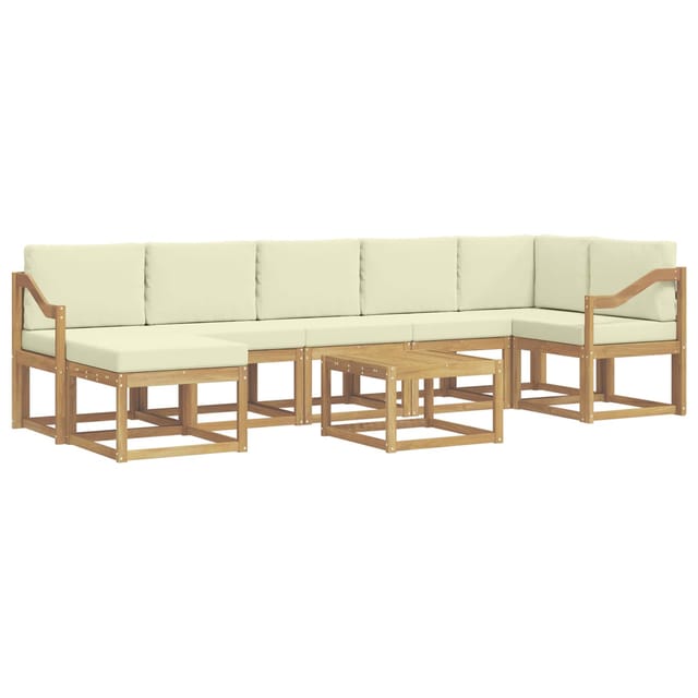 Outdoor-sofagarnitur Mit Kissen 8 Pcs Weiß Und Creme Polyester Vidaxl
