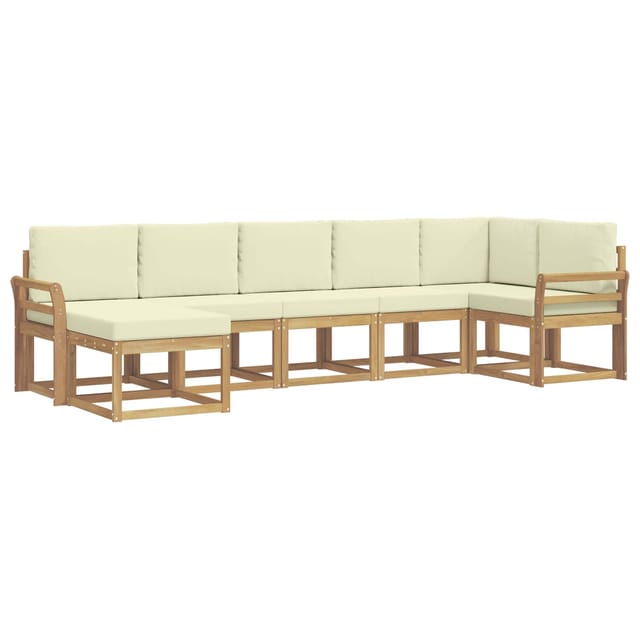Outdoor-sofagarnitur Mit Kissen 7 Pcs Weiß Und Creme Polyester Vidaxl