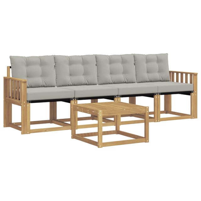 Outdoor-sofagarnitur 5 Pcs Massives Akazienholz Und Textilene Vidaxl