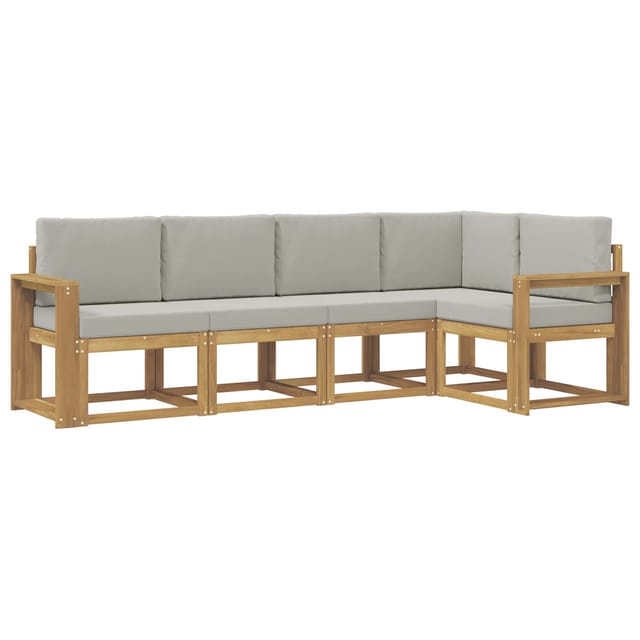 Outdoor-sofagarnitur Mit Kissen 5 Pcs Weiß Und Hellgrau Vidaxl