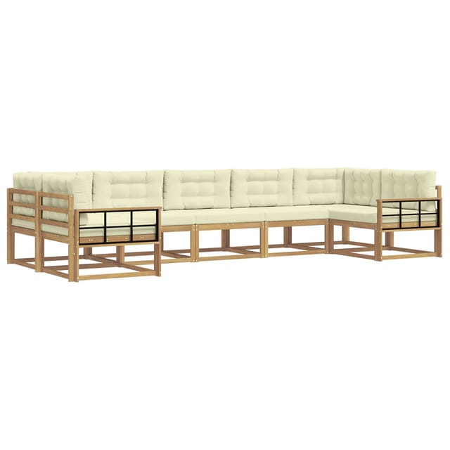 Outdoor-sofagarnitur Mit Kissen 7 Pcs Weiß Und Creme Vidaxl