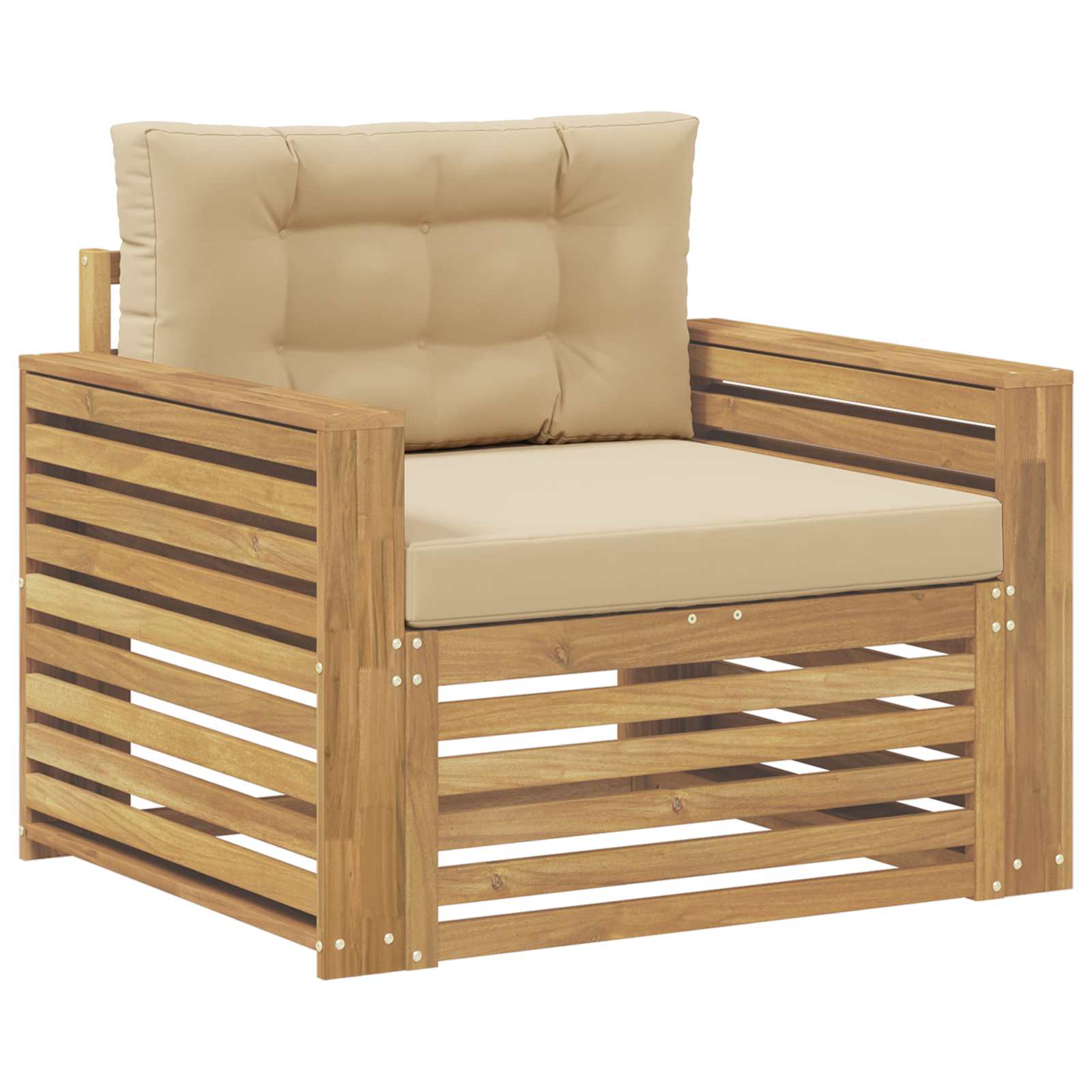 Outdoor-sofa Polyester Weiß Und Beige Vidaxl