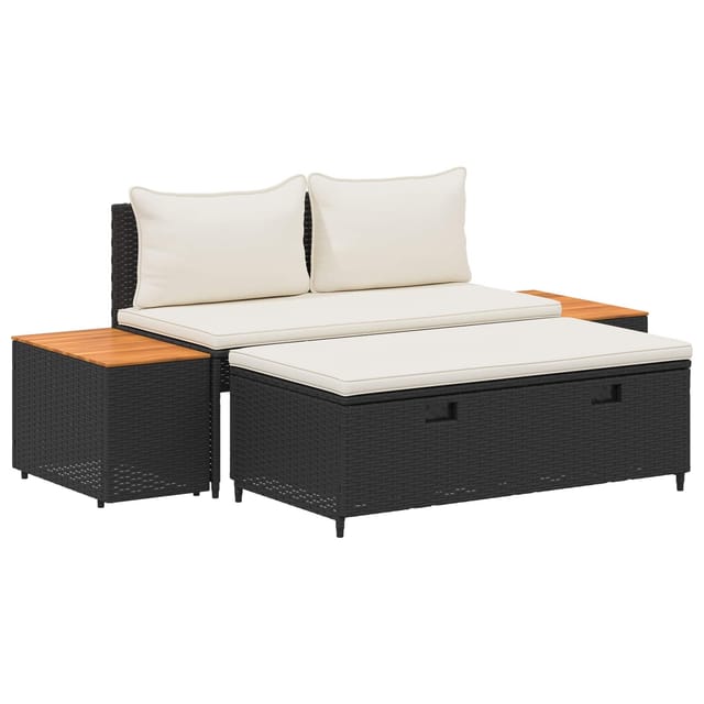 Outdoor-sofagarnitur Mit Kissen 4 Pcs Schwarz Und Cremeweiß Vidaxl
