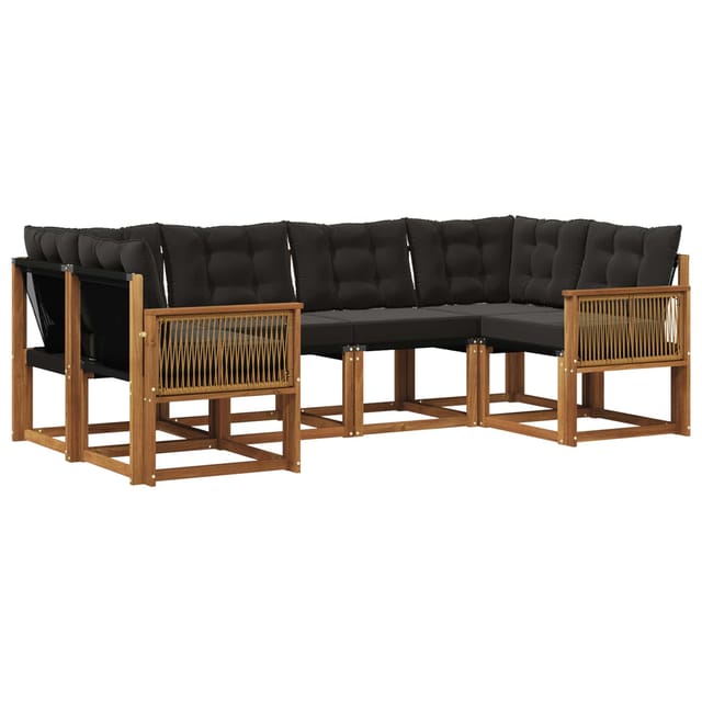 Outdoor-sofagarnitur Mit Kissen 6 Pcs Natürlich Und Schwarz Vidaxl