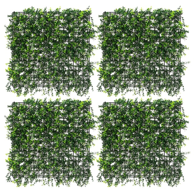 Ecd Germany Kunstpflanzen Wandpaneele 4er Set 50x50 Cm, Pachysandra, Künstliche Pflanzenwand Outdoor, Wandgarten, Blumenwand, Sichtschutz-hecke, Künstliche Pflanzen Deko Für Wand Balkon Und Garten