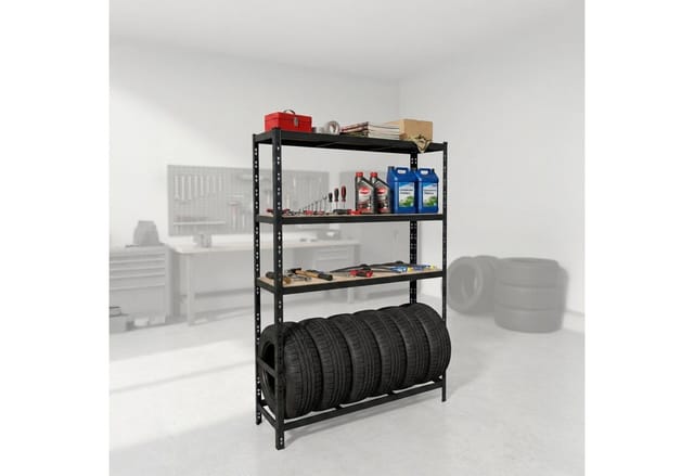 Relaxdays Reifenregal Für 6 Reifen, Hxbxt 180 X 120 X 40 Cm, 600 Kg, Stahl, Stecksystem, Reifenlager Werkstatt, Schwarz