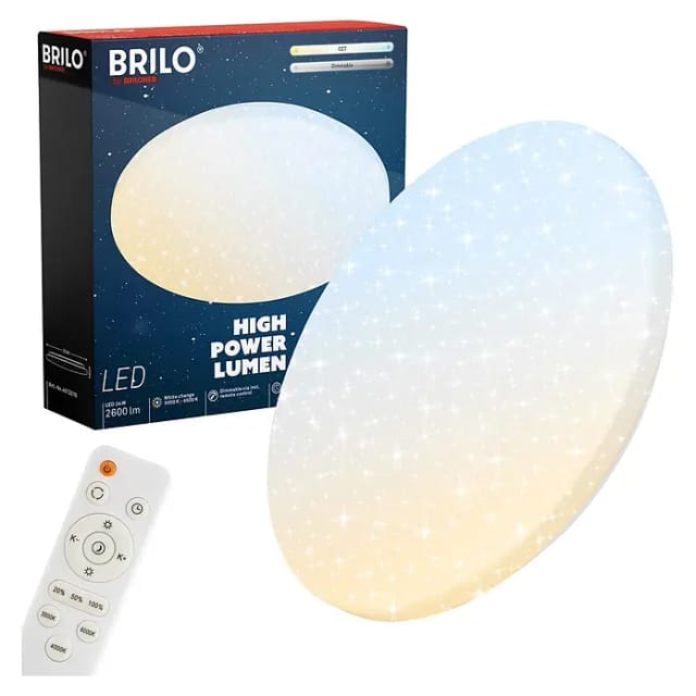 Briloner Led Deckenlampe Fernbedienung Ø34x6cm Rund 24w 2600lm 2700k-6500k Warmweiß Bis Tageslichtweiß Dimmbar Weiß - Deckenleuchte Wohnzimmer Schlafzimmer Kinderzimmer