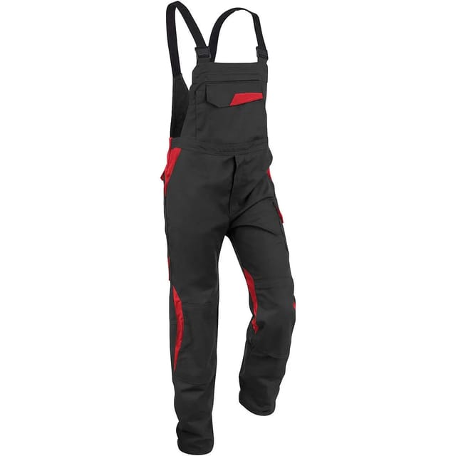 [neuwertig] B-ware Kübler Latzhose Arbeitshose Vita Cotton Plus Trägerhose Schwarz Mittelrot Gr. 98