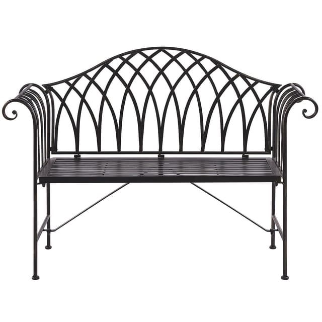 Beliani - Gartenbank Metall Schwarz Breite 130 Cm Für Terrasse Für Garten Für Balkon