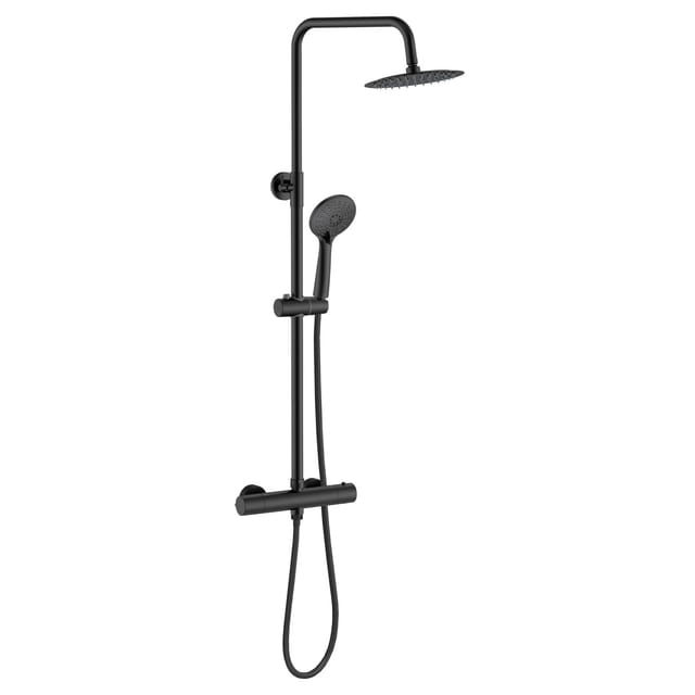 AICA Thermostat Duscharmatur Schwarz Mit Runder Regendusche Und Handbrause