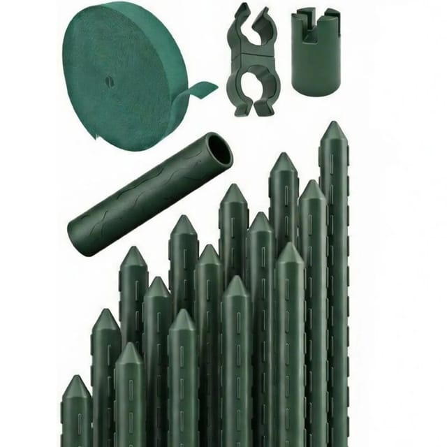 TTL GARDEN Rankstäbe 240 cm x 11 mm 15er Set Grün Stahlkern Kunststoffbeschichtet Rankhilfe für Garten Hochbeet Gewächshaus