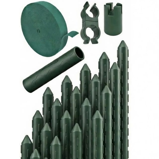 TTL GARDEN Rankstäbe 240 cm x 11 mm 20er Set Grün Stahlkern Kunststoffbeschichtet Rankhilfe für Garten Hochbeet Gewächshaus