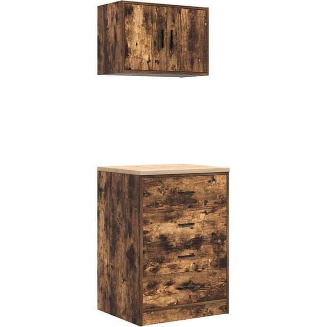 vidaXL Garagenschränke 2 Stk Räuchereiche Holzwerkstoff 3328336