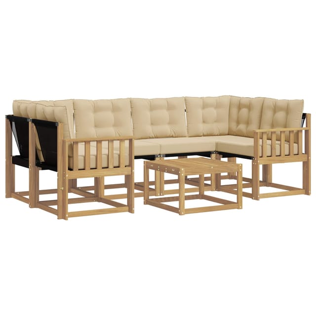 vidaXL Outdoor-Sofagarnitur mit Kissen 7-Tlg Weiß und Beige 3389259