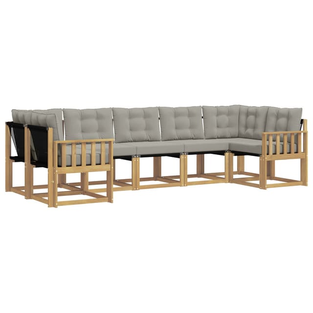 vidaXL Outdoor-Sofagarnitur mit Kissen 7-Tlg Weiß und Hellgrau 3389833