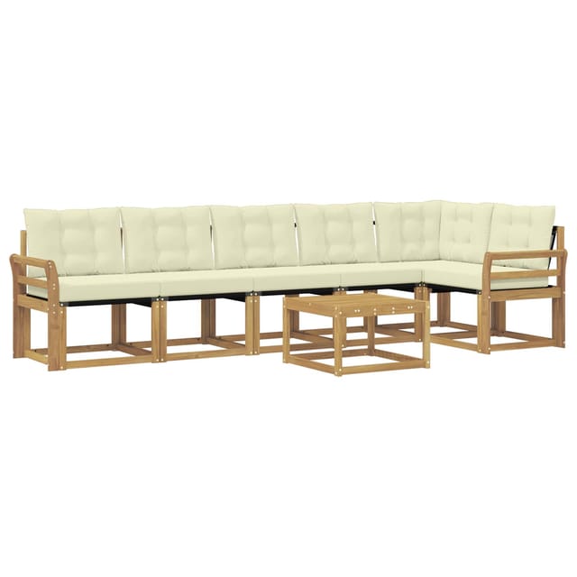 vidaXL Outdoor-Sofagarnitur mit Kissen 7-Tlg Weiß und Creme 3389548