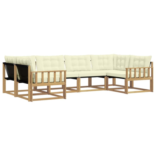 vidaXL Outdoor-Sofagarnitur mit Kissen 6-Tlg Weiß und Creme 3389016