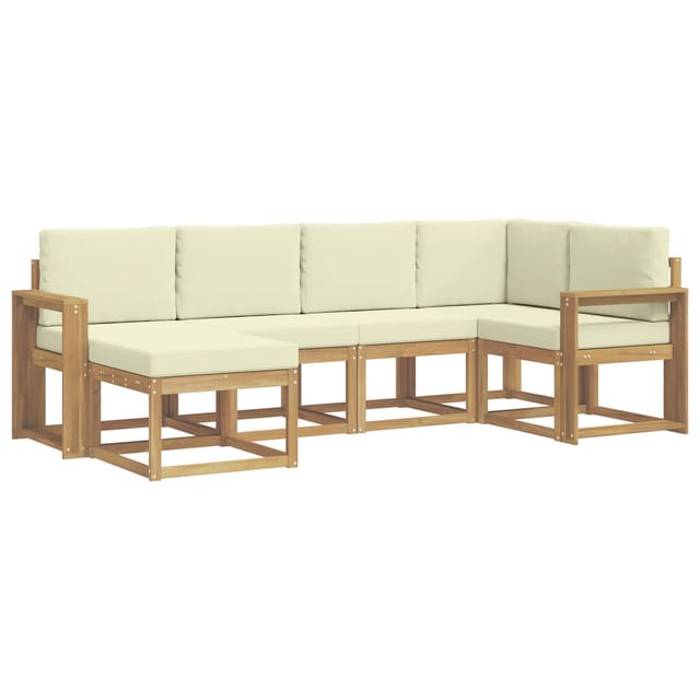 vidaXL Outdoor-Sofagarnitur mit Kissen 6-Tlg Weiß und Creme Polyester 3387879