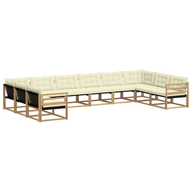 vidaXL Outdoor-Sofagarnitur mit Kissen 10-Tlg Weiß und Creme 3389104