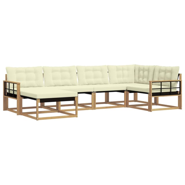 vidaXL Outdoor-Sofagarnitur mit Kissen 6-Tlg Weiß und Creme 3388856