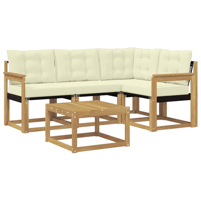 vidaXL Outdoor-Sofagarnitur mit Kissen 5-Tlg Weiß und Creme 3389444