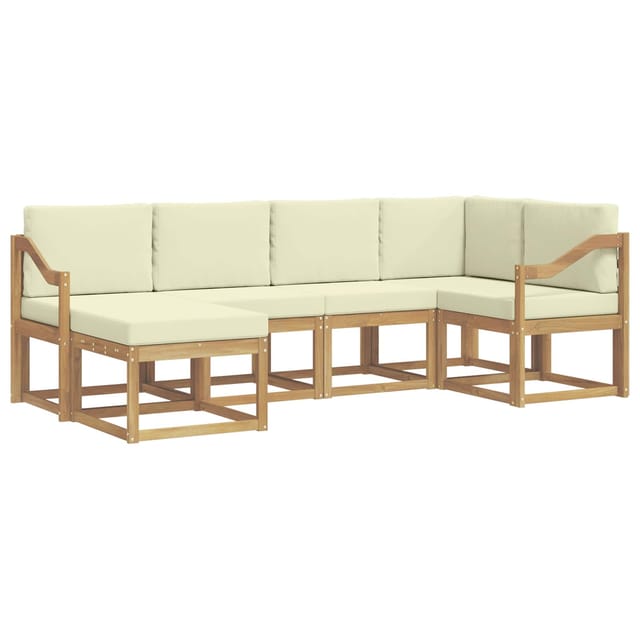 vidaXL Outdoor-Sofagarnitur mit Kissen 6-Tlg Weiß und Creme Polyester 3387889